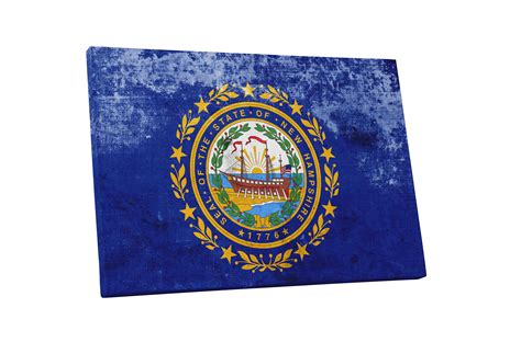 Vintage New Hampshire State Flag Gallery Wrapped Canvas Wall Art 30 X