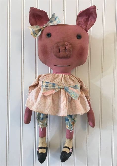 Primitive Folk Art Pig In A Dress Etsy Primitive Folk Art How To