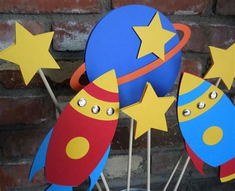 Rocket Ship Space Theme Astronaut Birthday Party Centerpiece Set