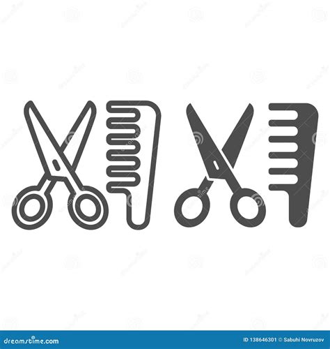 Scissors And Comb Line And Glyph Icon Hair Salon Vector Illustration