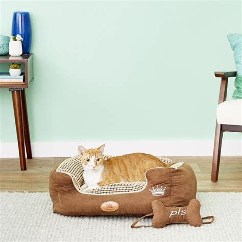 PLS Pet Paradise Bolster Extra Plush Dog & Cat Bed, Brown, Small