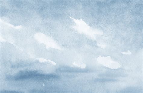 Blue Watercolor Sky Wallpaper Mural Hovia Watercolor Clouds Blue