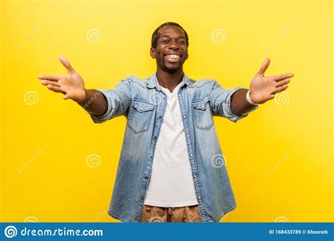 Welcome Wide Open Hug Portrait Of Friendly Kind Man Stretching Hands
