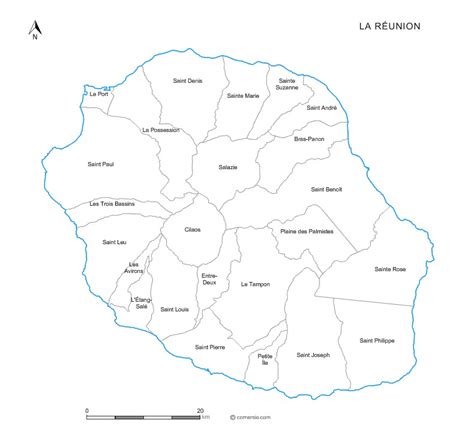 Carte Personnalisable Des Villes Et Communes De La Réunion