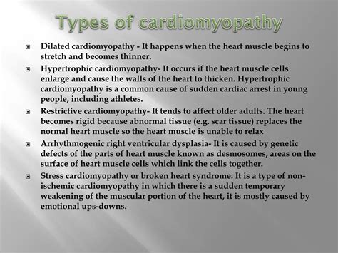 Ppt Cardiomyopathy Causes Symptomstypes Diagnosis And Treatment