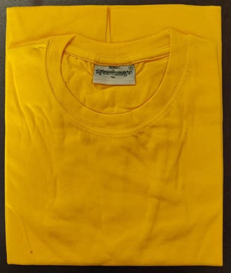 Yellow Gsm Bio Wash Cotton Round Neck T Shirt Colors Available