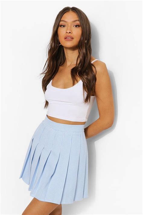 Gingham Woven Pleated Super Mini Tennis Skirt Pleated Mini Skirt