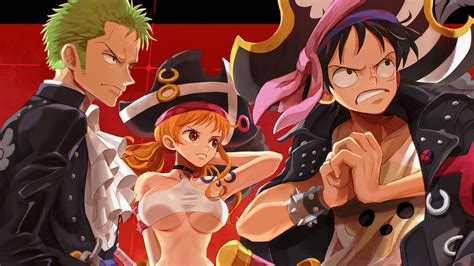 One Piece Red Luffy Zoro Nami Anime Wallpaper 4k Hd Id 10551
