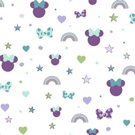 Di0990 Purple Disney Minnie Mouse Rainbow Wallpaper