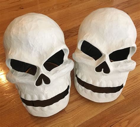 Twin Paper Mache Skull Masks Base Coat Skull Mask Skull Paper Mache