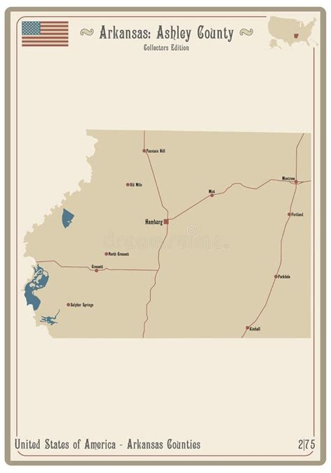 Map Of Ashley County In Arkansas Stock Vector Illustration Of Sign
