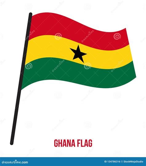 Ghana Flag Waving Vector Illustration On White Background Ghana