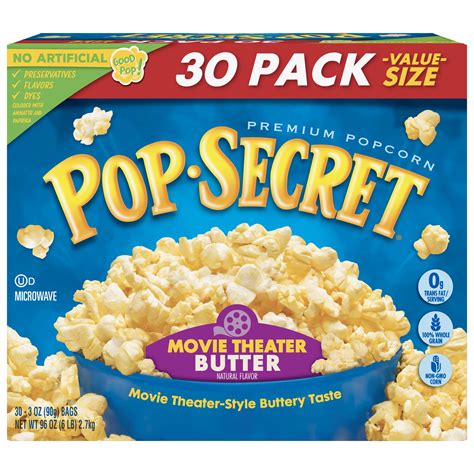 Pop Secret Microwave Popcorn Movie Theater Butter 3 Oz 30 Ct