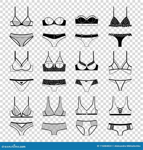 Lingerie Vector Icon Set Of Bras And Panties Stock Vector
