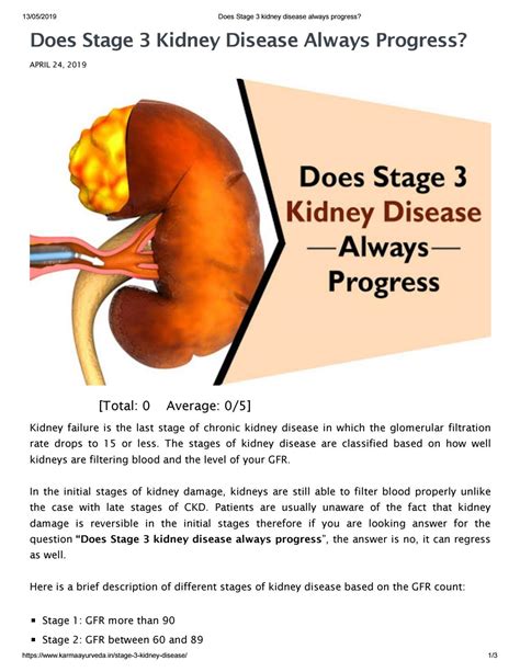 Does Stage 3 Kidney Disease Always Progress By Kidney Treatment In