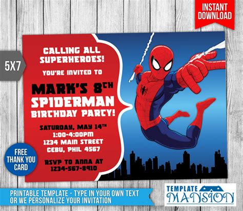 Spiderman Invitation Birthday Invitation Psd By Templatemansion On