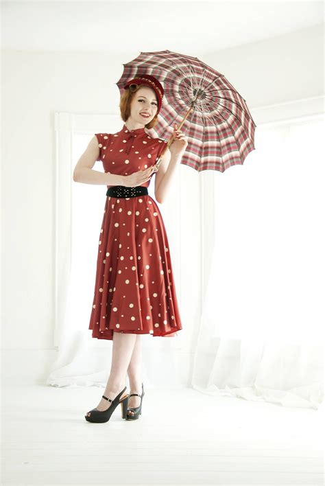 Vintage Red 1950s Dress White Polka Dots Taffeta Short Etsy 1950s