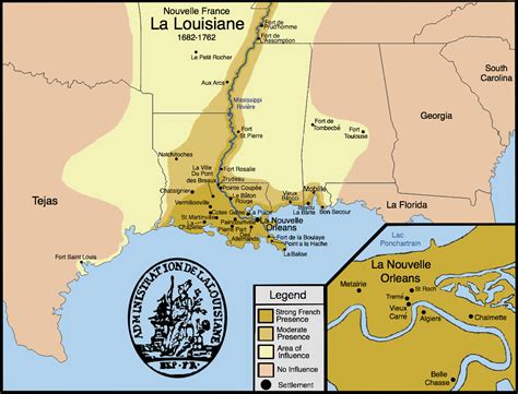 New France Settlements And Areas Of Influence In The Louisiana Area