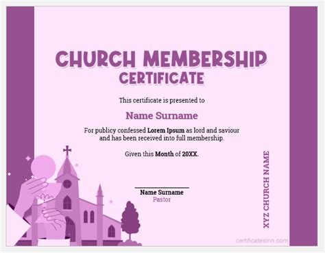 Church Membership Certificate Templates Download And Edit