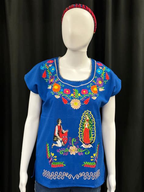 Girls Mexican Embroidered Virgen De Guadalupe Top Etsy