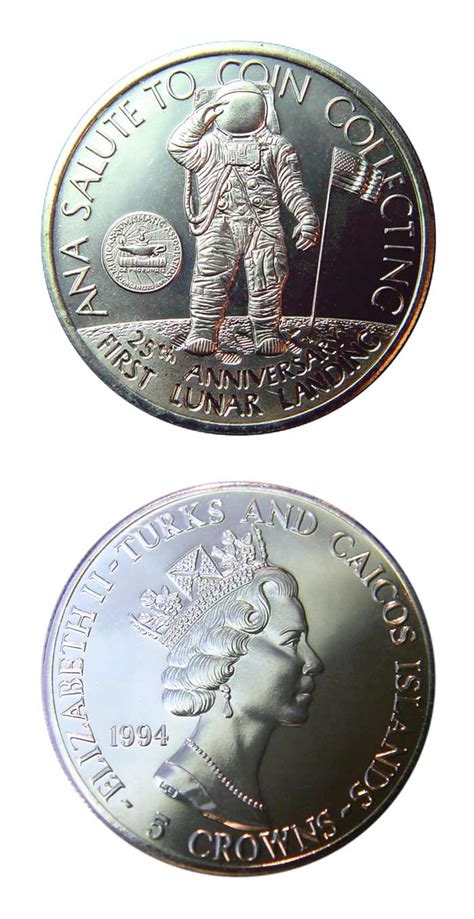 Turks Caicos Islands ANA Salute To Coin Collecting First Lunar