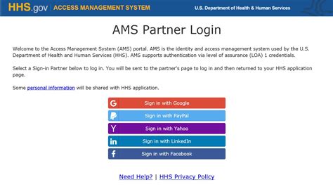 Hhs Ams How To Log Into Ams With Your Credential Service Provider Csp Account