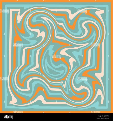 1970 Wavy Swirl Seamless Pattern In Orange And Pink Colors Seventies