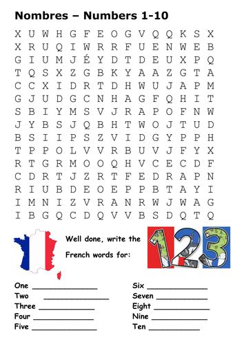 French Numbers 1 To 10 Word Search By Sfy773 Teaching
