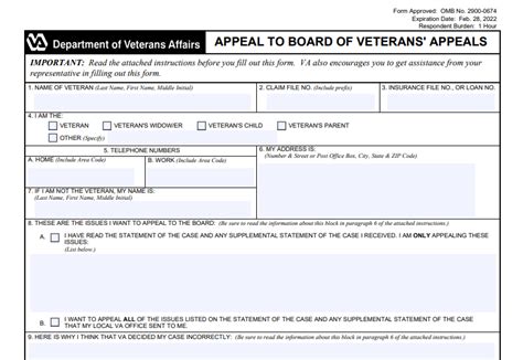 Va Form 20 0996 Printable Va Form