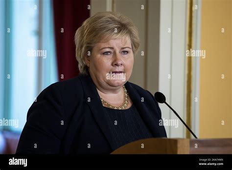 oslo norway 20181017 prime minister erna solberg apologized on behalf of norwegian authorities