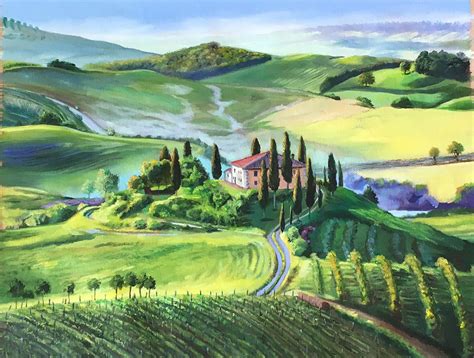 Tuscan Beauty Original Landscape Painting Hirdie Girdie Art Gallery