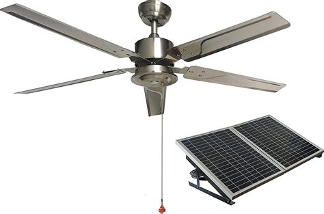 Outdoor 52 Solar Ceiling Fan With 5 Blades 40w Solar Panel