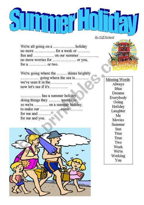 Happy Summer Holiday Printable Worksheet