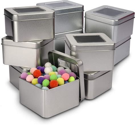 Metal Tin With Lid 10 Pack Multi Storage Case 9 X 9 X 55 Cm