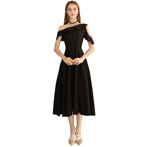 Modest Simple Solid Color Black Homecoming Little Black Dress 2020 A