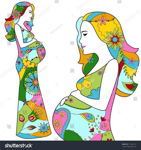 Vector Set Pregnant Girls Silhouette Stock Vector Royalty Free