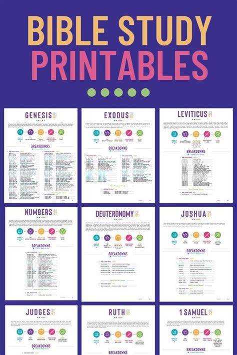 The Bible Study Printables Are Displayed On A Purple Background With