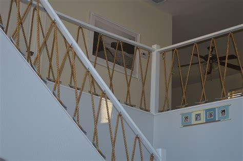 Nautical Stairway Rebulit The Bannisters With 58 Manila Rope 8 Boat
