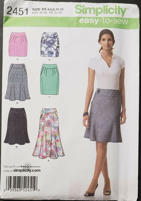simplicity 2451 easy to sew misses skirts in each in 2 lengths size 4 12 ebay in 2021 a