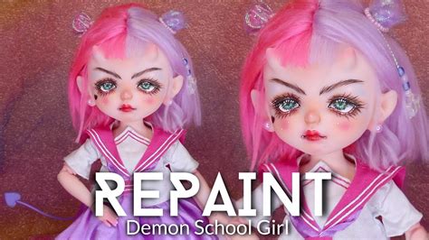 Repaint Anime Demon School Girl Rainbow High Hybrid Ooak Custom Doll