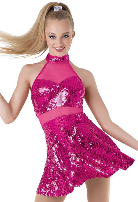 Weissman™ Mesh Inset Sequin Dress Pretty Dance Costumes Dance Outfits Dance Dresses