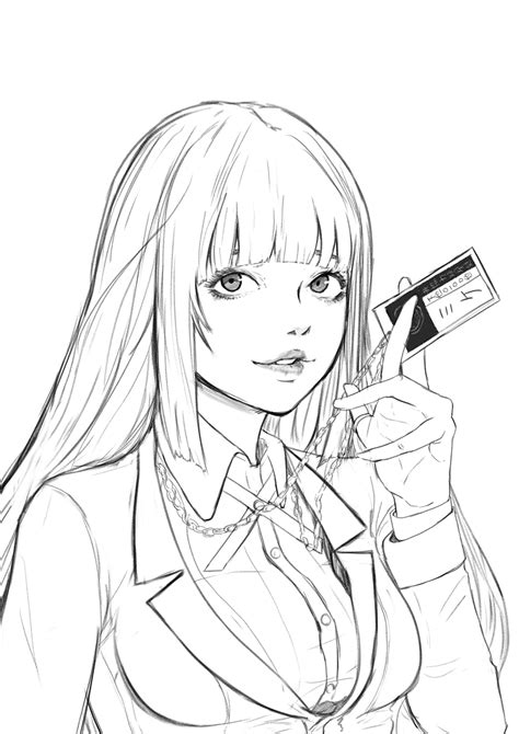 Kakegurui Yumeko Anime Drawing Styles Girl Drawing Sketches Anime Drawings Sketches