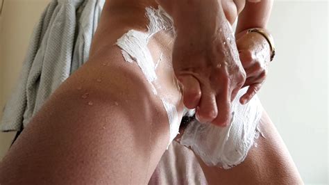 My Wife Is Shaving Her Hairy Pussy After Shower In Close