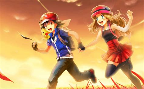 Wallpaper Ash And Serena By Rainbowicescream On Deviantart Pokemon