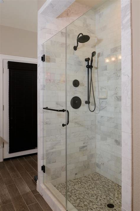 Timeless Glass Enclosed Shower With Marble Tile Hgtv