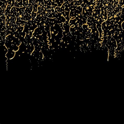 Premium Vector Festive Party With Gold Confetti In Black Background