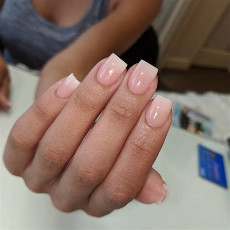 Natural Nail Acrylic Overlay Example Of Pink White Powder Ombre Notd