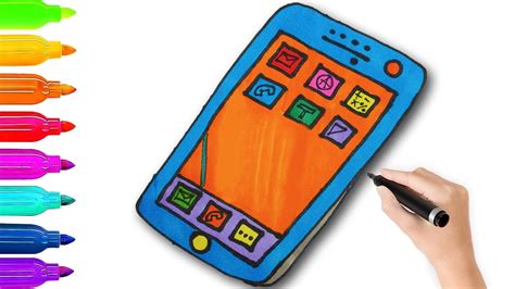 How To Draw Phone Smartphone For Kids Drawing And Coloring With