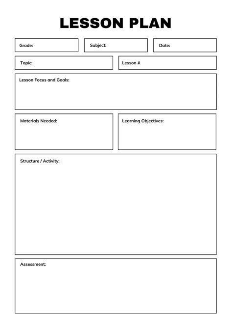 Free Printable Lesson Planning Sheets Printable Form Templates And