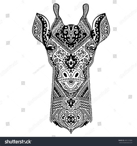Vector Giraffe Ethnic Tribal Ornaments Stock Vector 405137890